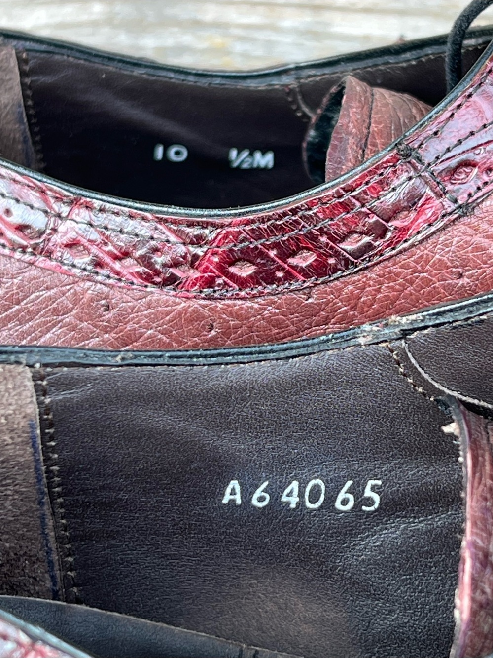 Mezlan Genuine Crocodile Luxury Derby Shoes Burgundy A64065 Men’s 10.5 M RARE - Picture 13 of 16